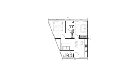Condominium floor plan, 2 bedrooms in building Building D Sun Hills Layan on Layan Beach, Thailand, Sun Hills Layan No. 11023 (2D)